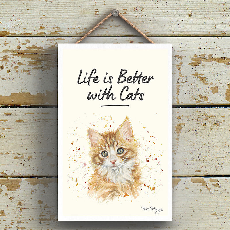 NUTMEG - Life is Better with Cats Hanging Sign