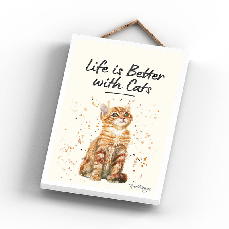 PUMPKIN - Life is Better with Cats Hanging Sign