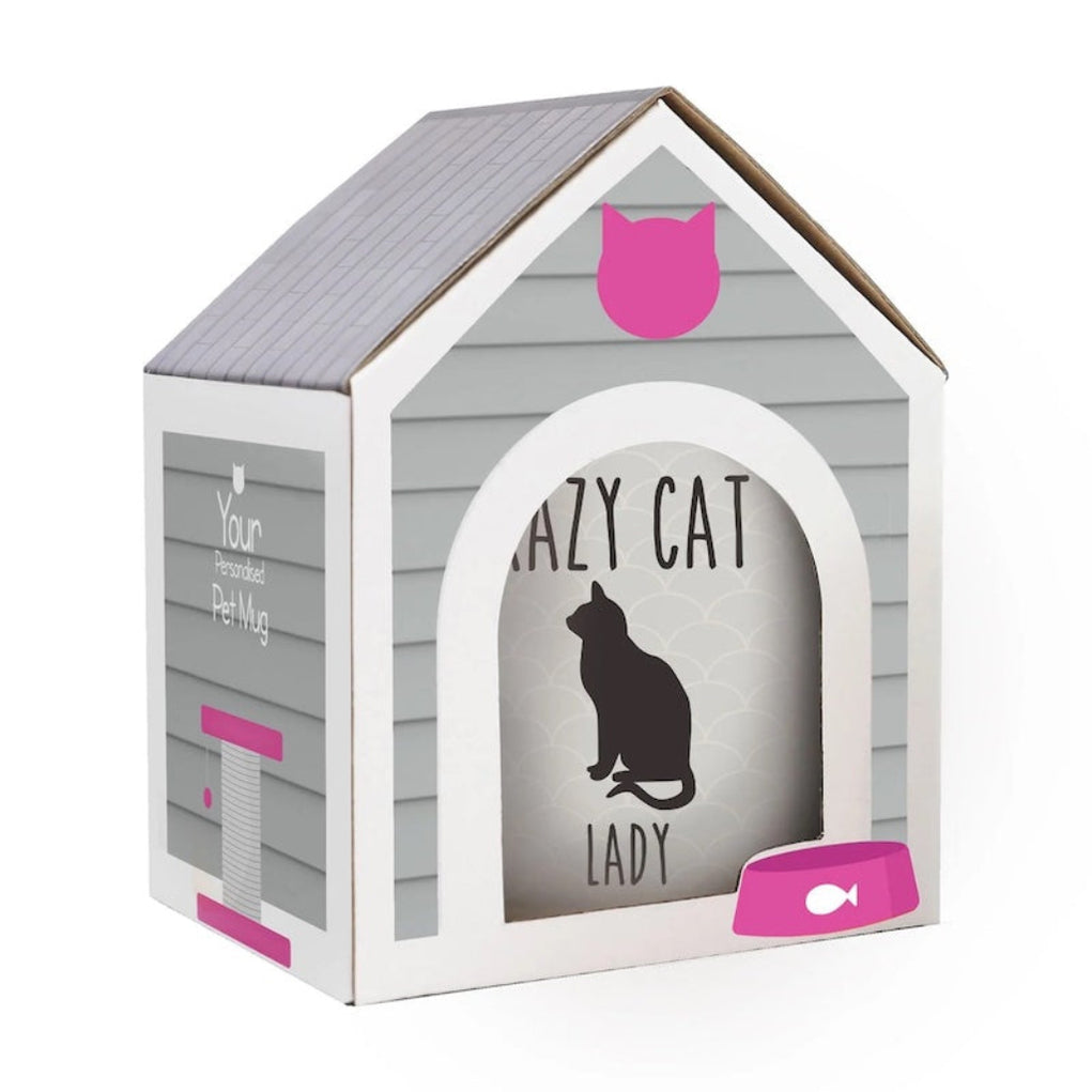 Image showcasing Crazy Cat Lady Mug with Cat House Gift Box