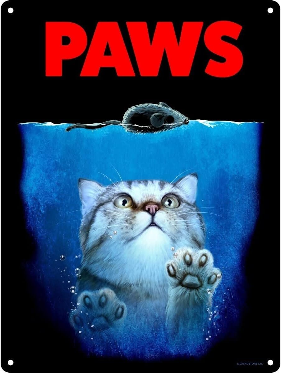 Paws (Jaws) Metal Cat Sign