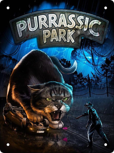 Purrassic Park Metal Cat Sign