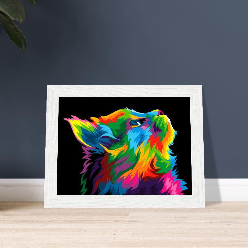 Colourful Abstract Rainbow Cat Printed Wall Art