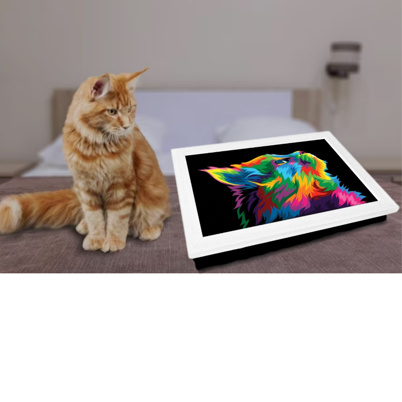 Rainbow Cat Multicoloured Lap Tray by Fabulous Felines