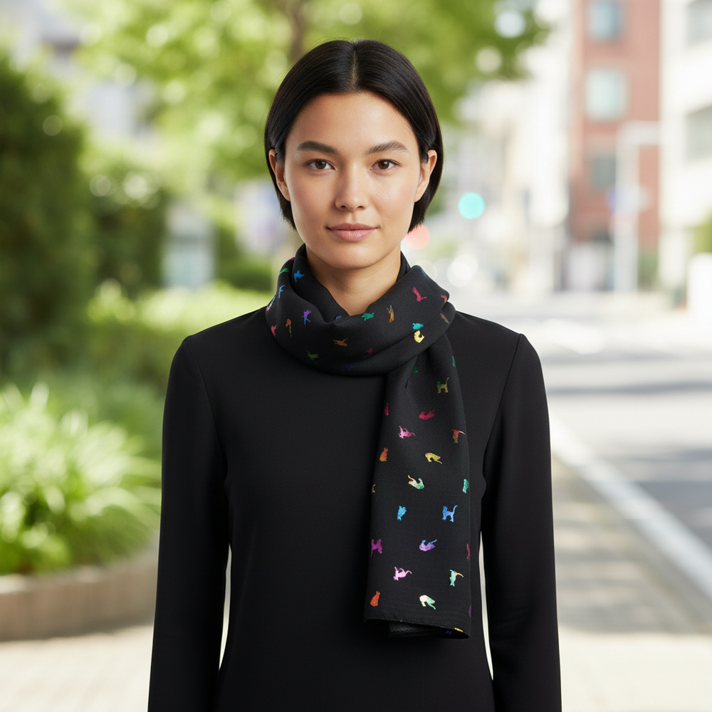 Multicolour and Black Biccari Cat Foil Scarfs - Gift Set