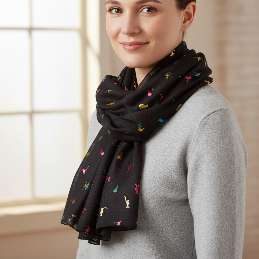 Multicolour Biccari Rainbow Cat Foil Scarf