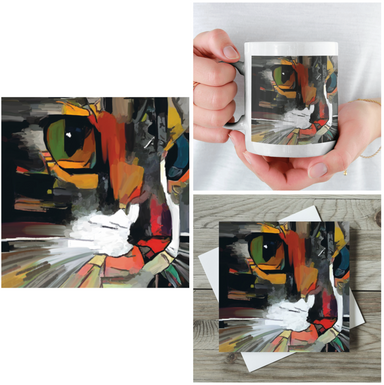 Hero Cat Mug and Matching Card - Gift Set