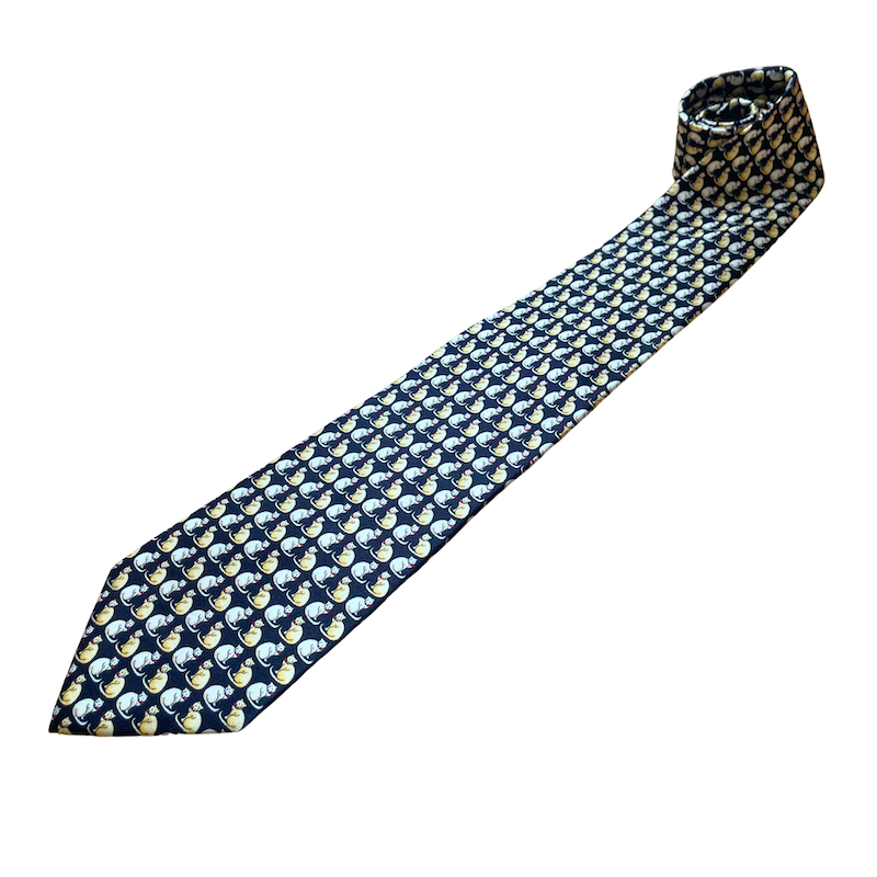 Black with Gold Cats Novelty Cat Silk Neck Tie