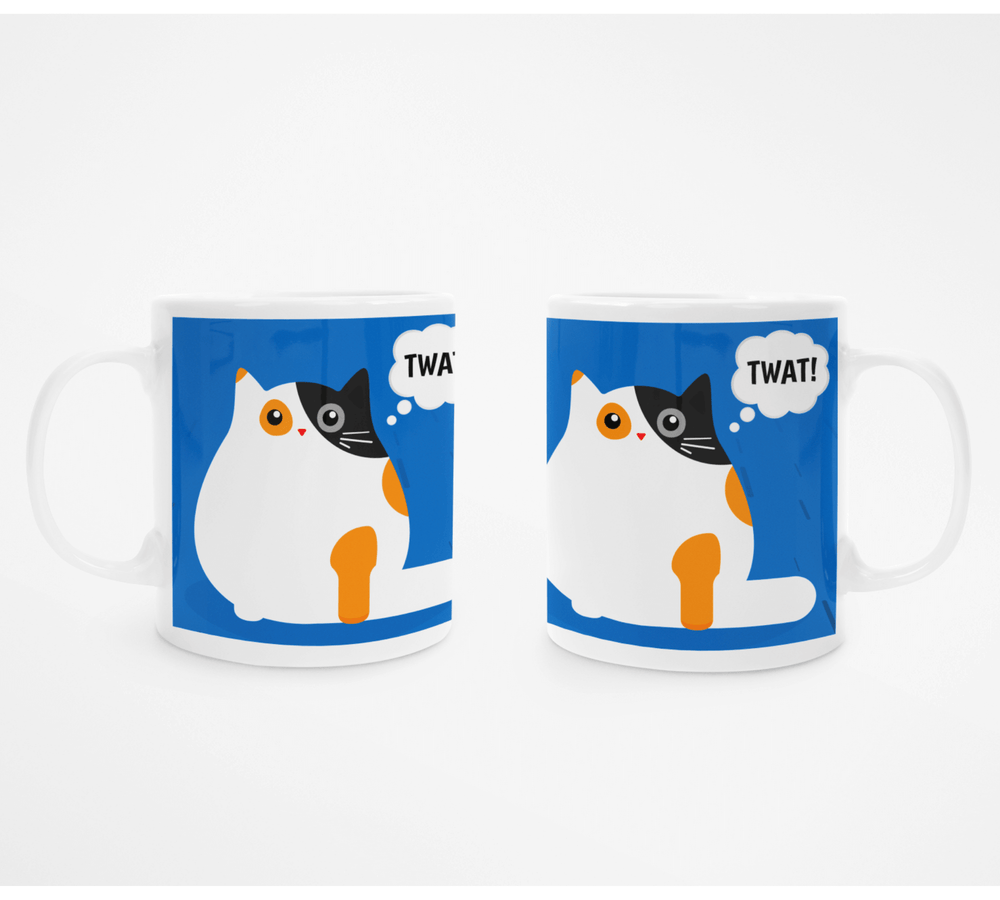 This Cat Thinks You're a Twat Cat Mug and Tosser Card Funny - Gift Set