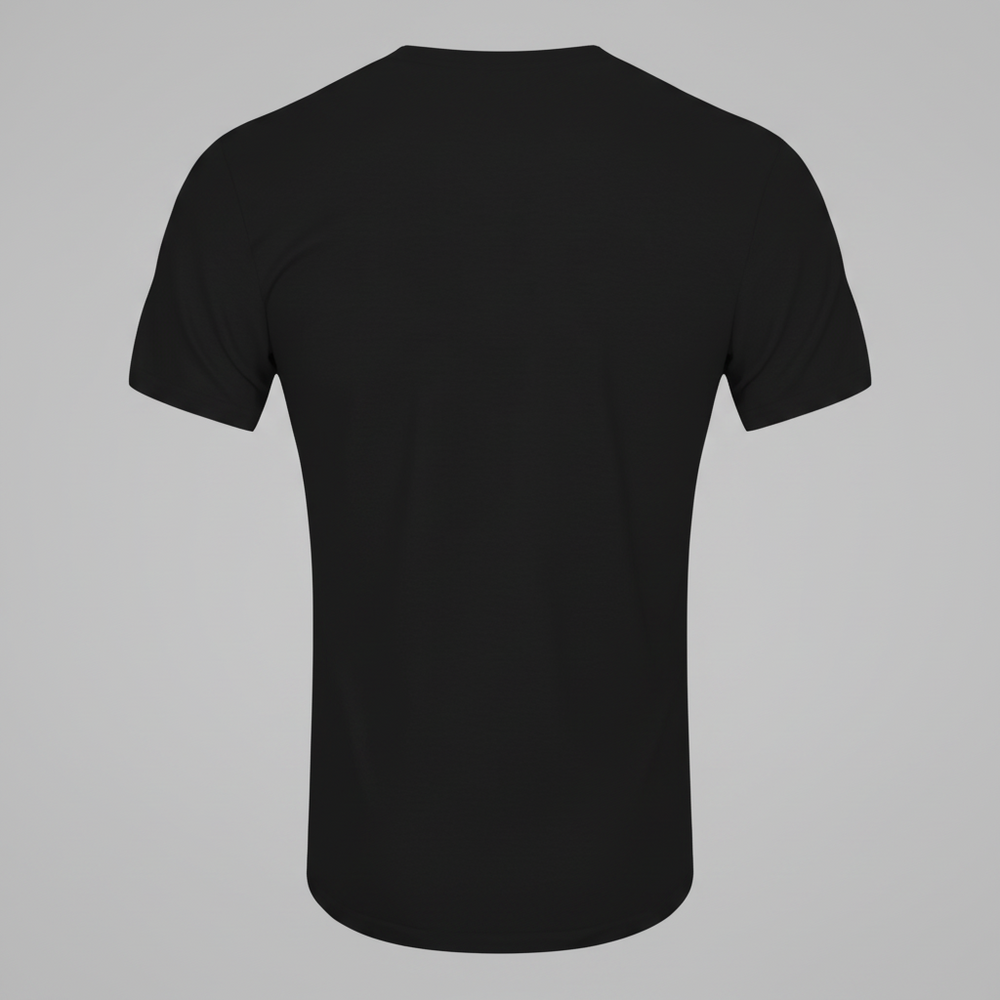 Black t-shirt on a white background
