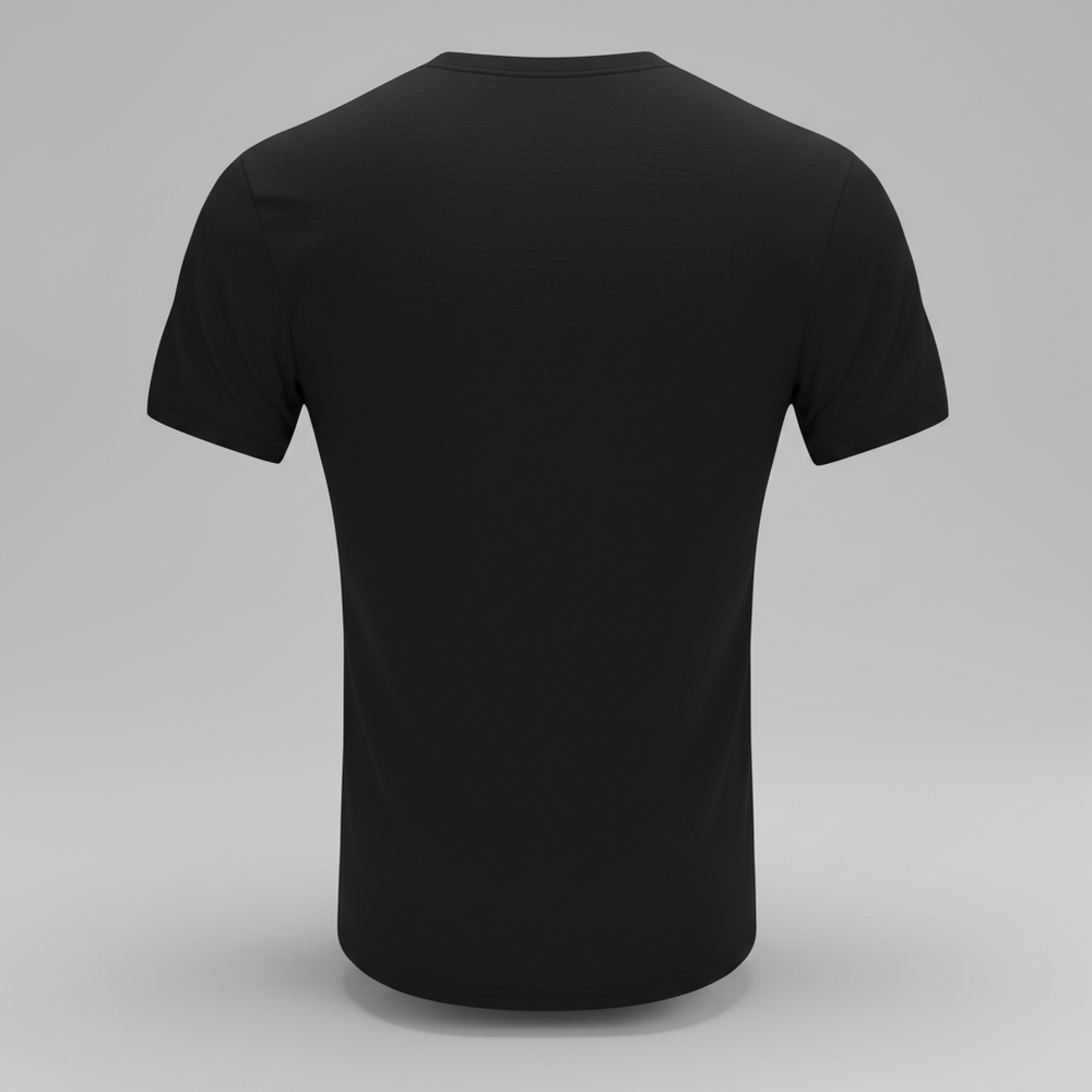 Black t-shirt on a white background