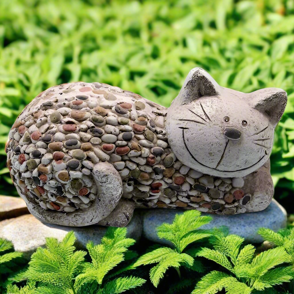 Mosaic Polystone Laying Cat Ornament