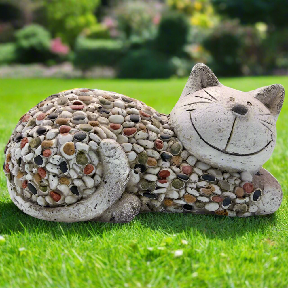 Mosaic Polystone Laying Cat Ornament