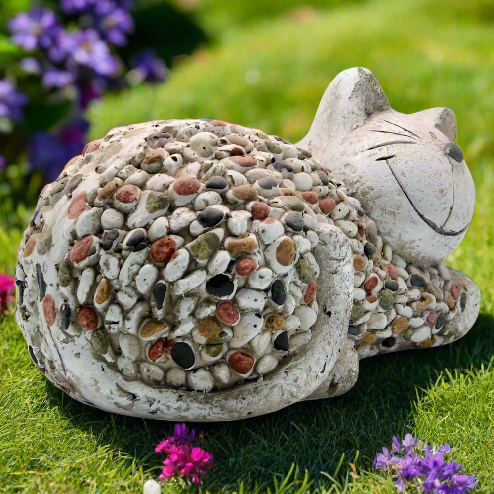 Mosaic Polystone Laying Cat Ornament