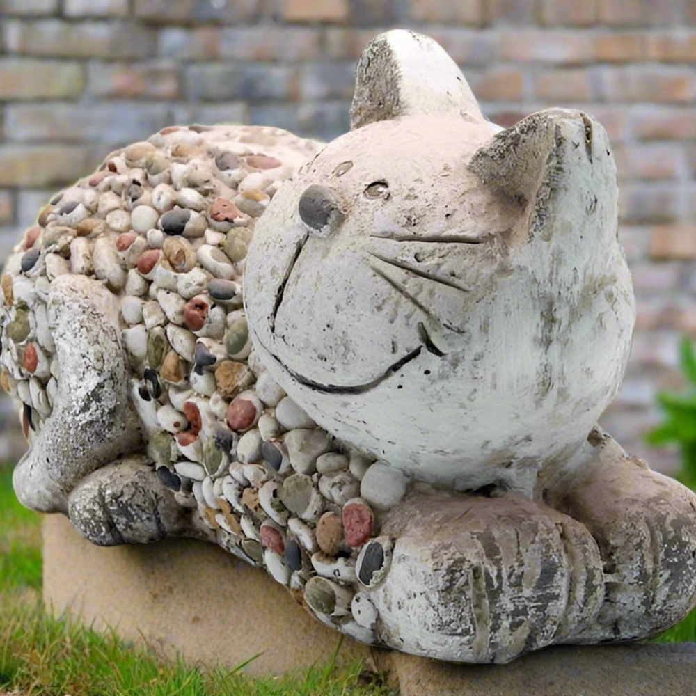 Mosaic Polystone Laying Cat Ornament