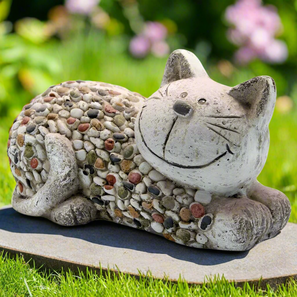 Mosaic Polystone Laying Cat Ornament