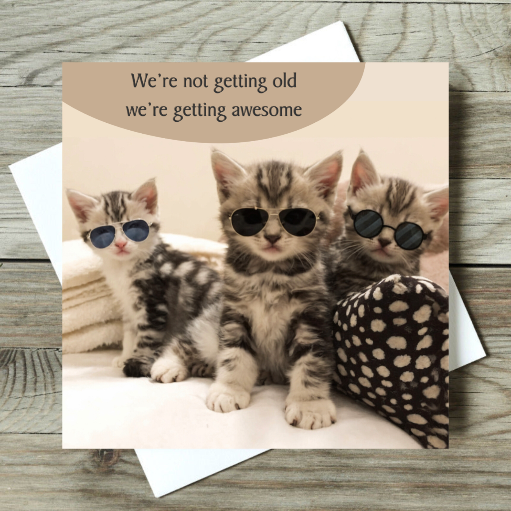 Greeting Card Cute Blue British Shorthair Cat Lover Floral Pet - Groceries