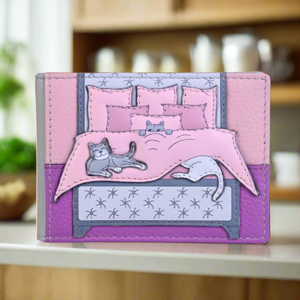 Mala Leather Cat Nap Cats ID / Card Holder / Purse