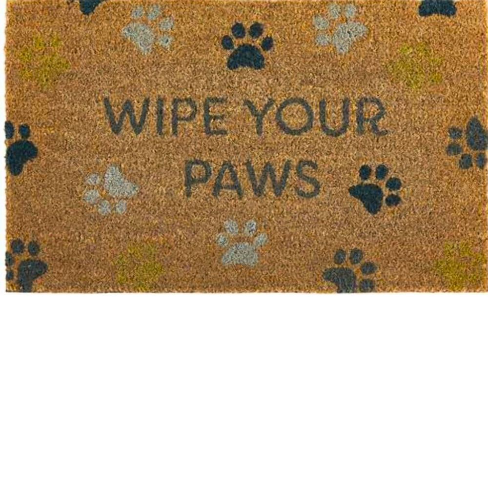 Wipe Your Paws, Colourful Paw Print Coir Door Mat