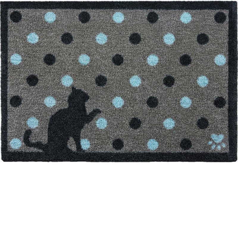 Spotty Black Cat Door Mat