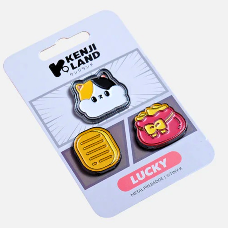 KENJI 3 Piece Enamel Lucky Cat Pin Set
