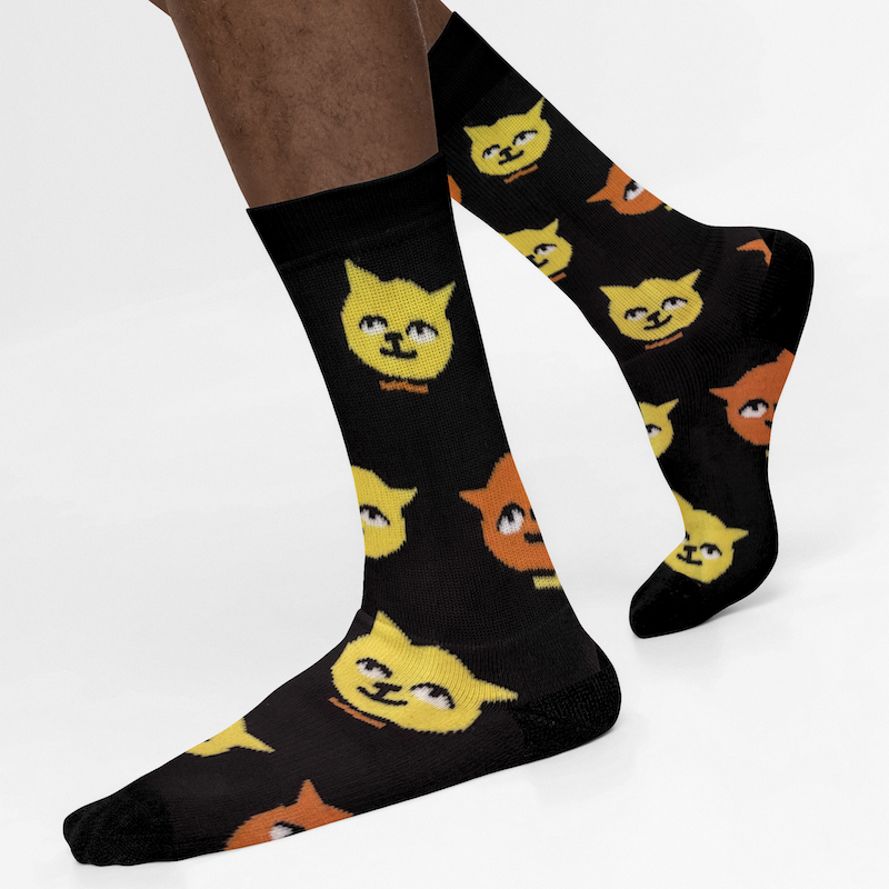 Yellow & Orange Happy Cat Socks