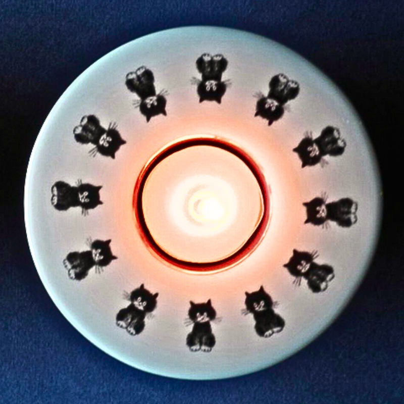 Dubout Cats, Cats in a Row Black Cat Tea Light Holder