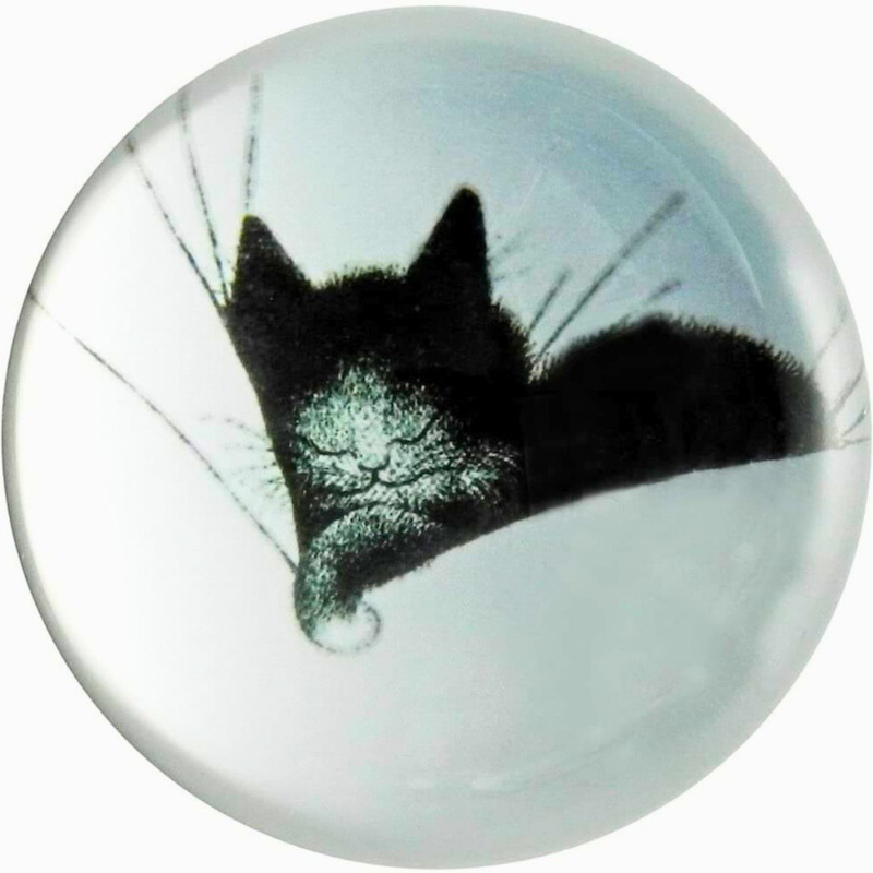 Dubout Cats - Cat Nap Black Cat Glass Paperweight