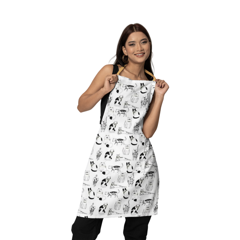 Playful Pets Black and White Cat Apron