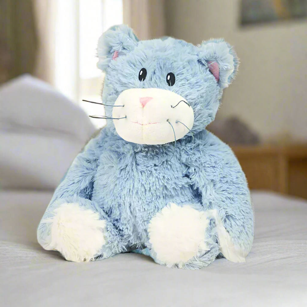 Warmies Plush Blue Cat Microwavable Heatable Lavender Scented Purrfect Cat Gifts