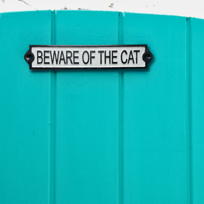 Beware of the Cat Cast Iron Plaque Sign