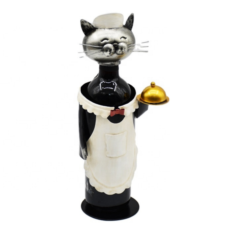 Set of 3 Metal Cat Wine Bottle Holders - Gift Set