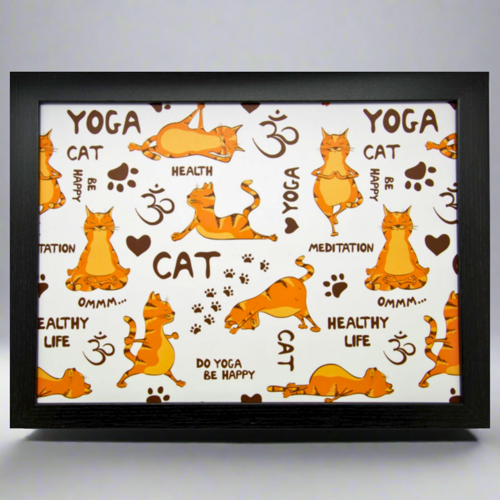 Yoga Cats Ginger Lap Tray (Black Frame) by Fabulous Felines