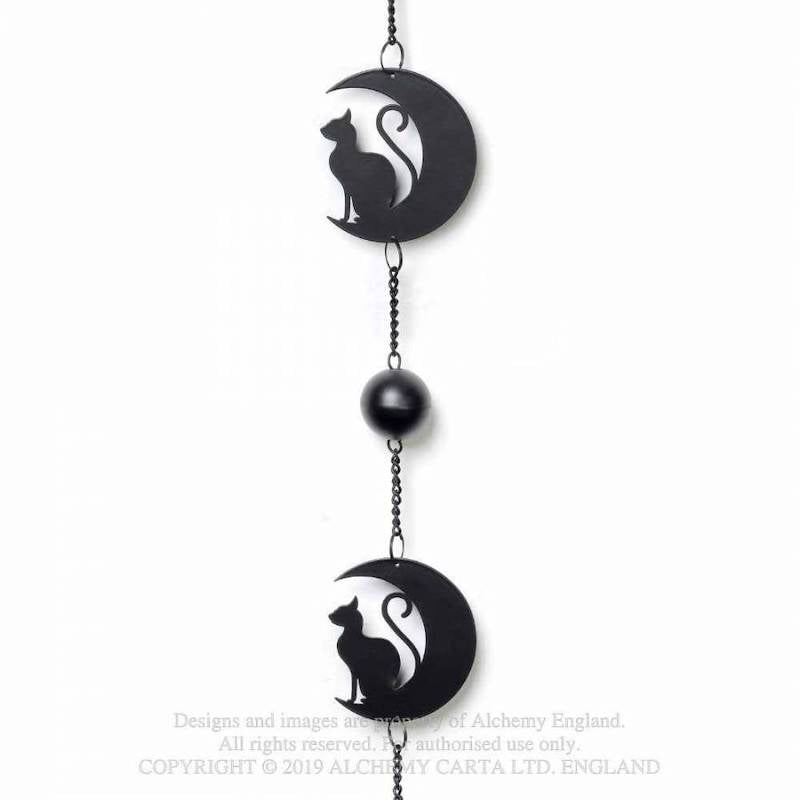 Black Cat and Moon Steel Wind Chime Hanging Decoration