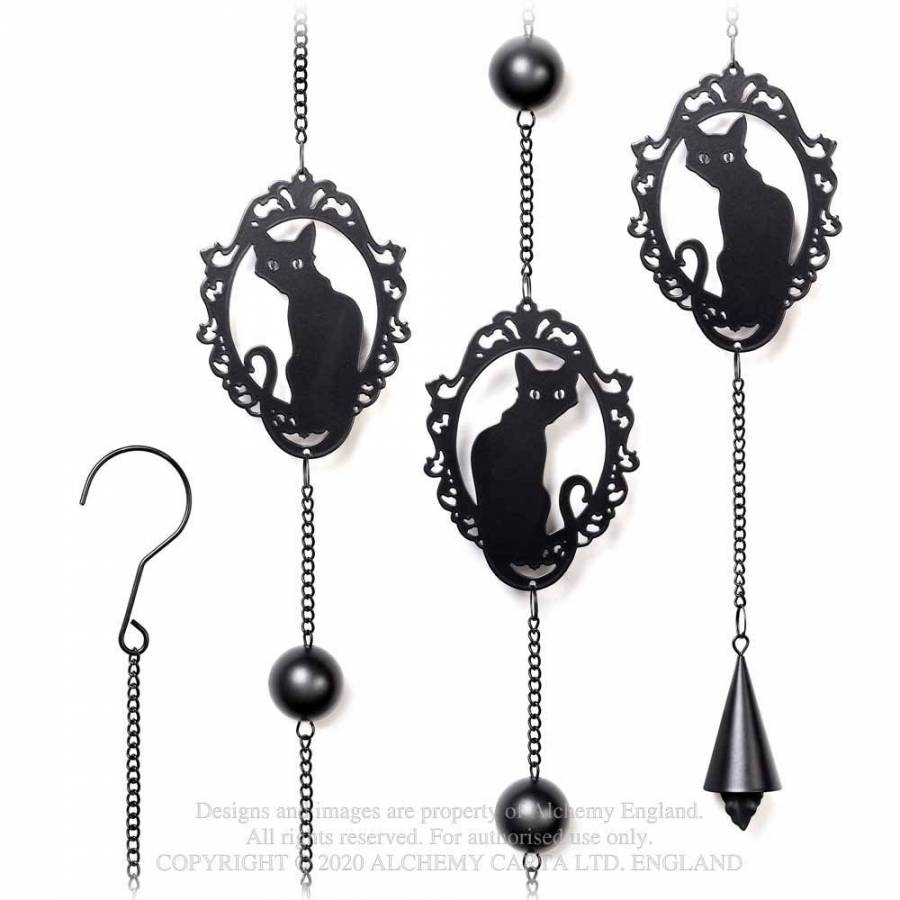 Black Cat Silhouette Steel Wind Chime Hanging Decoration