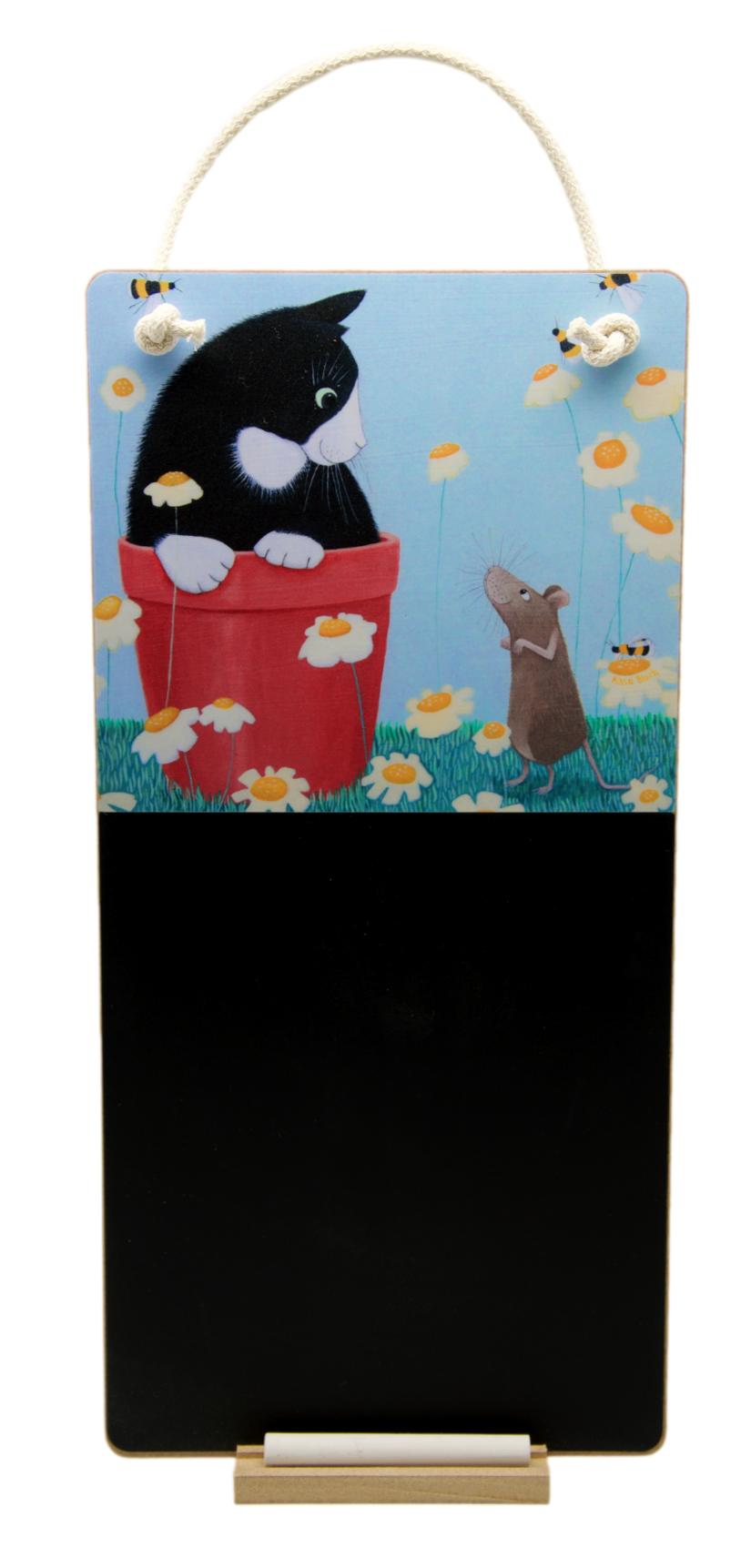 Daisy Games Cat Chalkboard & Chalk with Matching Coasters - Gift Set