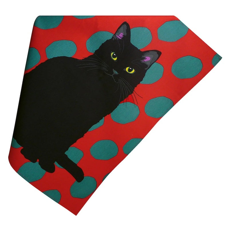 Black Cat Tea Towel by Leslie Gerry