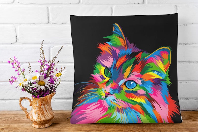 Rainbow Cat Cushion Cover (Cushion NOT Included)