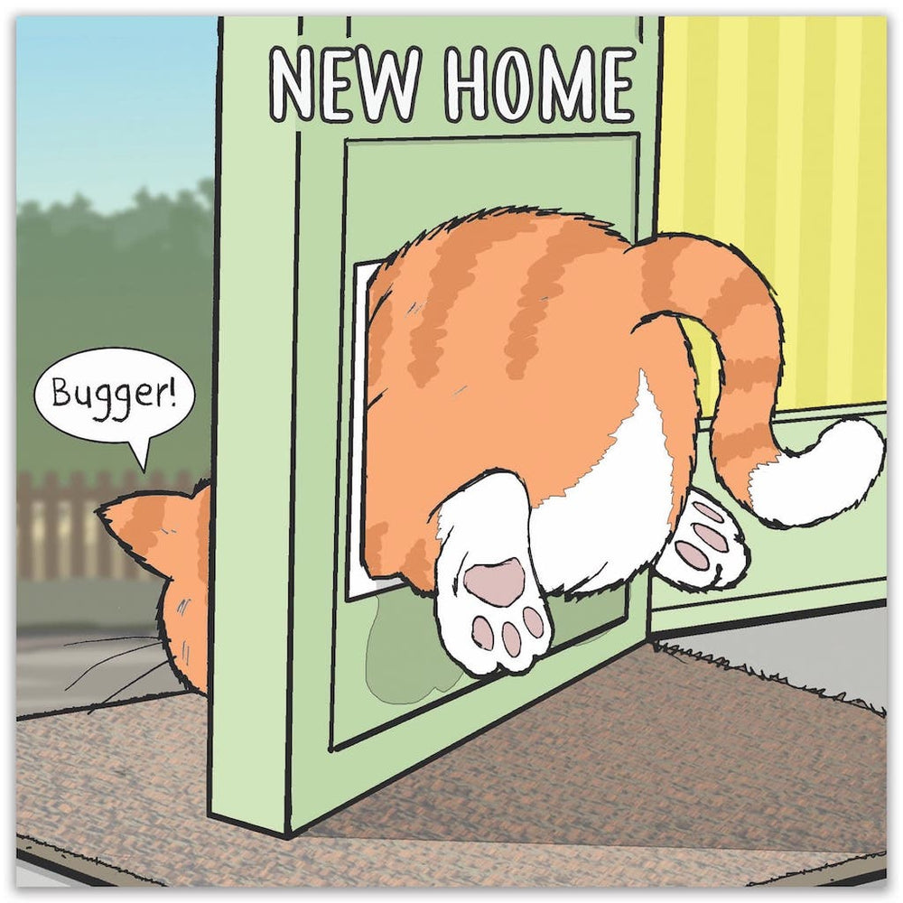 'New Home' Humorous Cat Greeting Card by Michael Canine