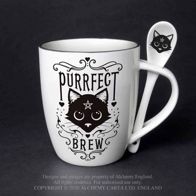 Purrfect Brew Fine Bone China Mug & Spoon Set