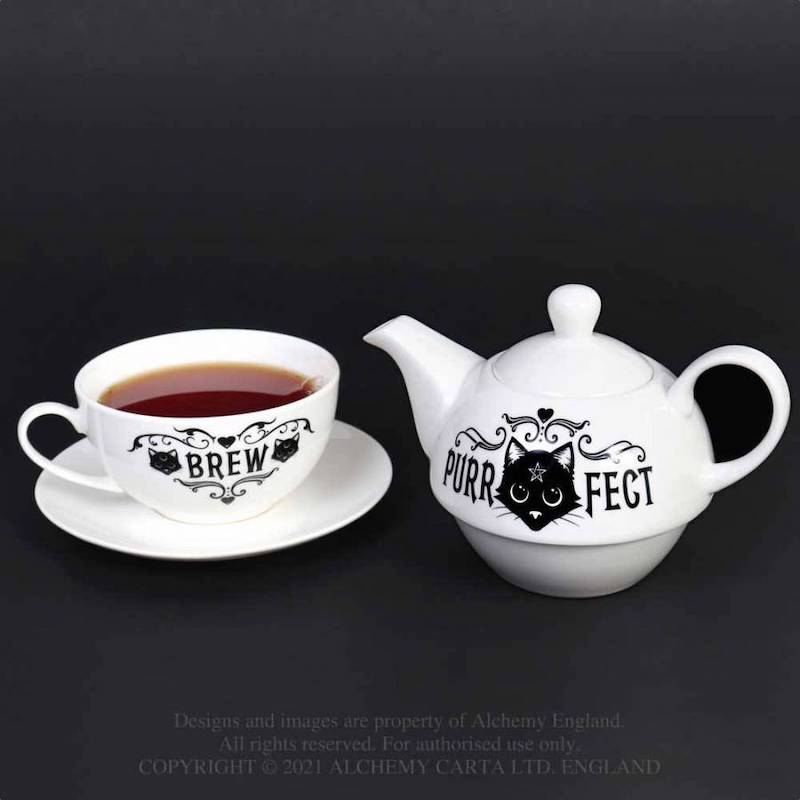 Fine Bone China All in One Teapot, Cup and Saucer Set