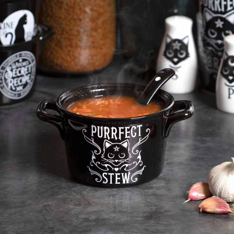 Fine Bone China Purrfect Stew, Bowl, Lid and Spoon Gift Set