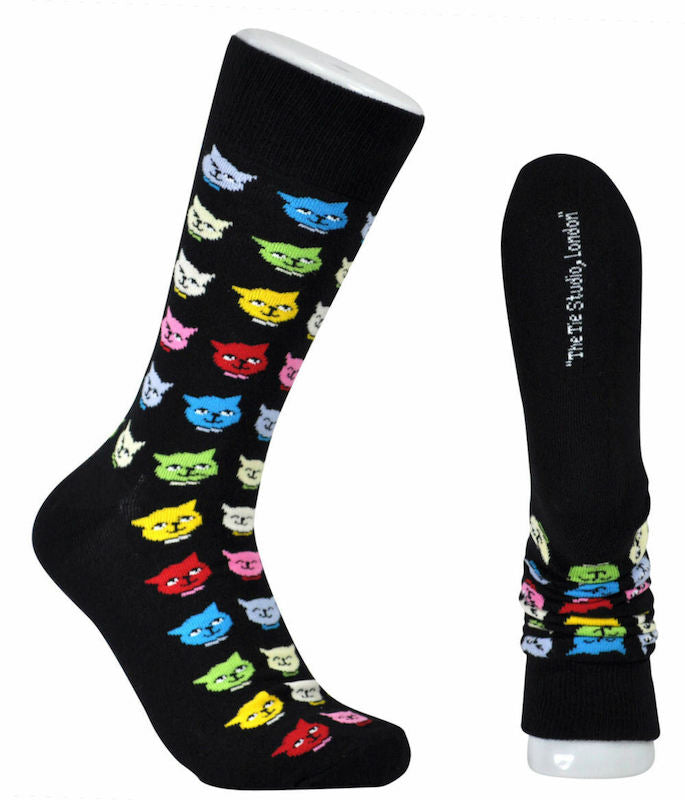 Multicolour Cat Faces Cat Socks