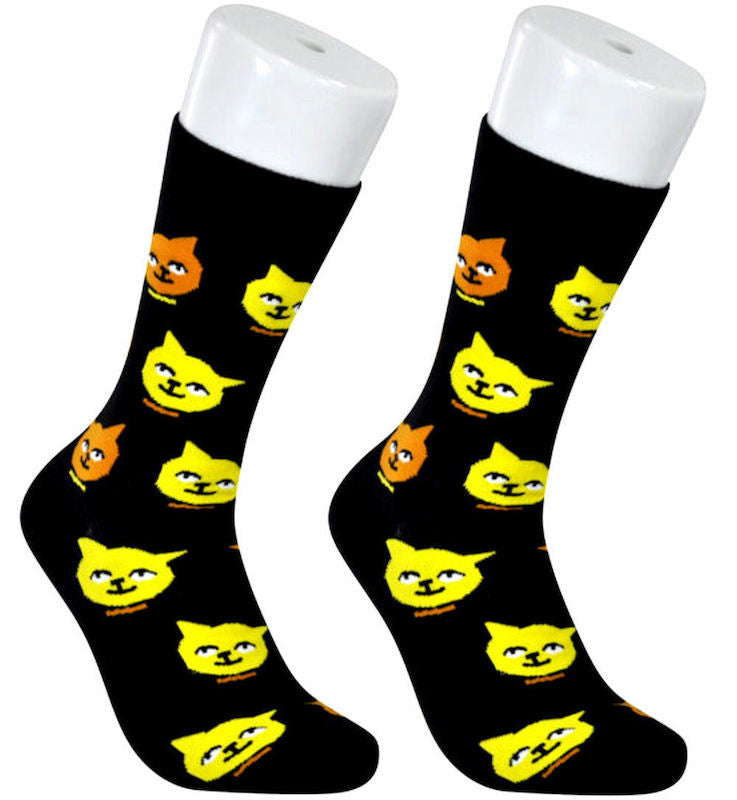 Yellow & Orange Happy Cat Socks