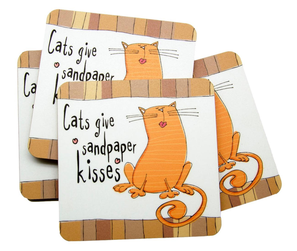 Sanpaper Kisses Cat Chalkboard & Chalk with Matching Coasters - Gift Set
