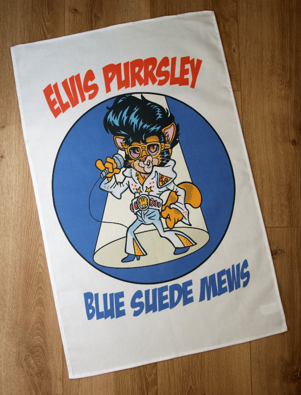 Elvis Purrsley Cat Cotton Tea Towel