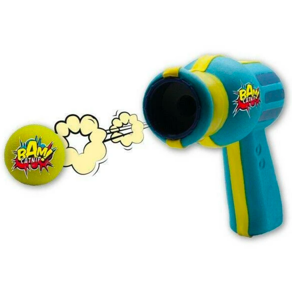 BAM Catnip Yellow & Blue Catnip Space Ball Blaster