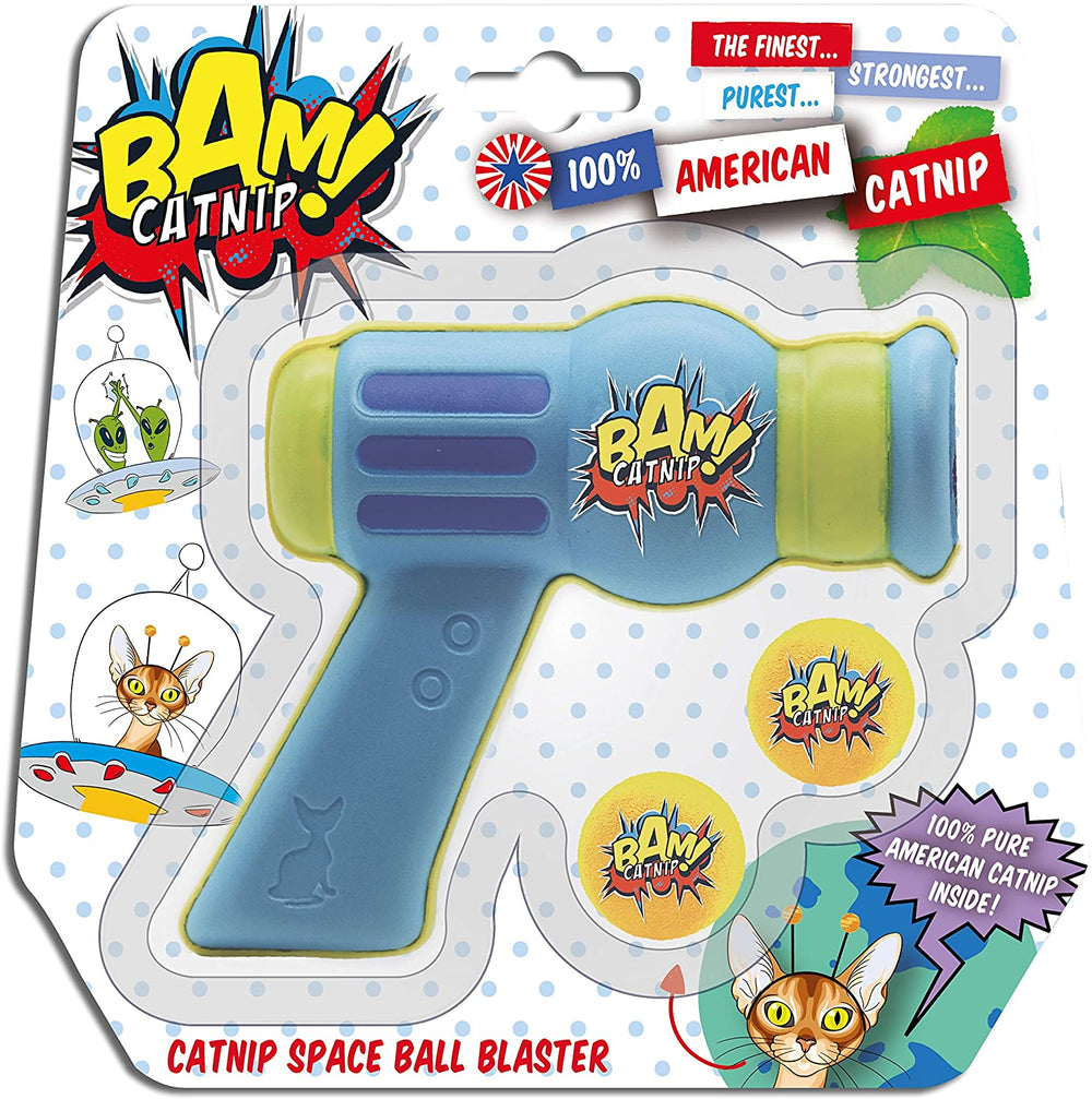 BAM Catnip Yellow & Blue Catnip Space Ball Blaster