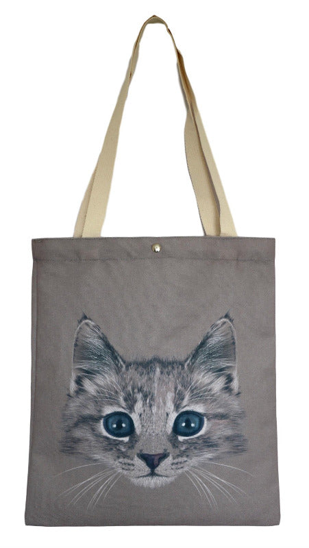 Brown Kitten Canvas Tote Bag