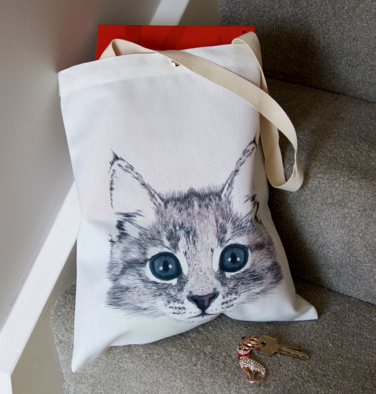 White Kitten Canvas Tote Bag