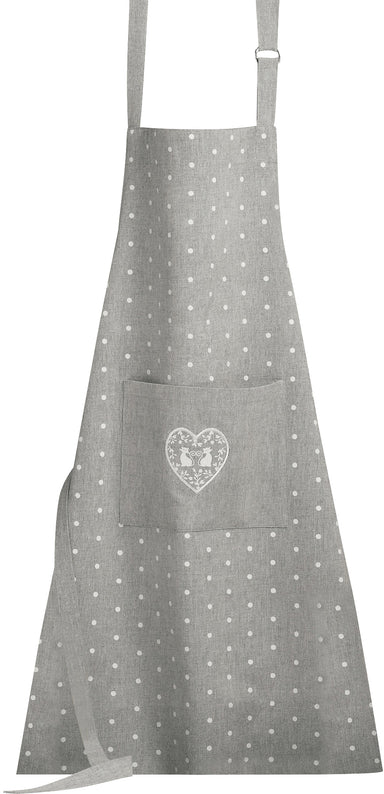 Duo of Cats in a Heart White and Grey Apron